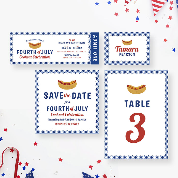 Fourth of July Cookout Invitation Patriotic Summer BBQ Party