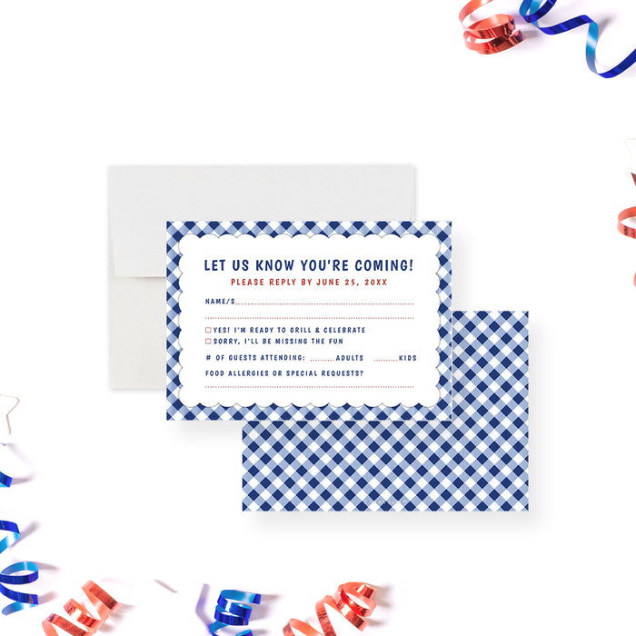 Fourth of July Cookout Invitation Patriotic Summer BBQ Party