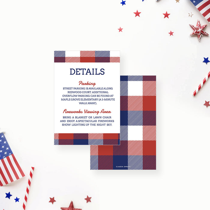 Fourth of July BBQ Invitation Patriotic Plaid Grill Party