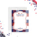 Fourth of July thank-you card with red, white, and blue plaid design, patriotic BBQ cookout appreciation card-front