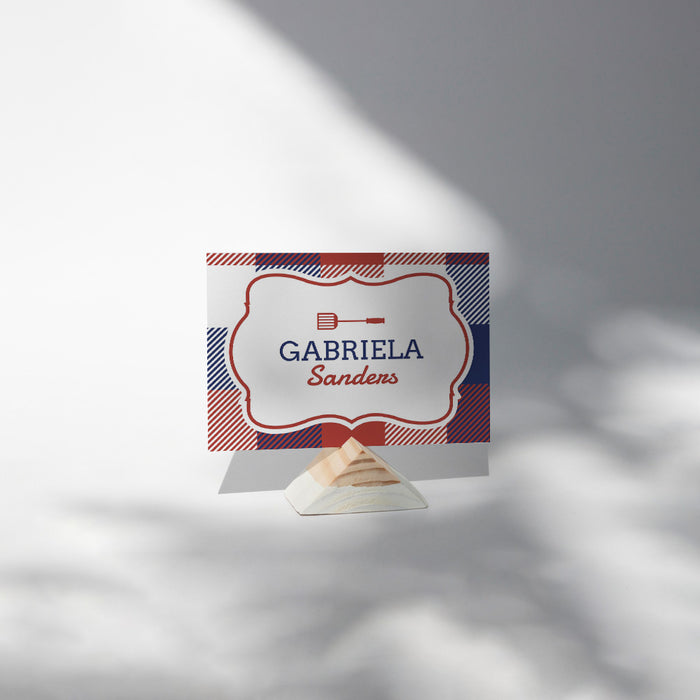 Fourth of July BBQ Invitation Patriotic Plaid Grill Party