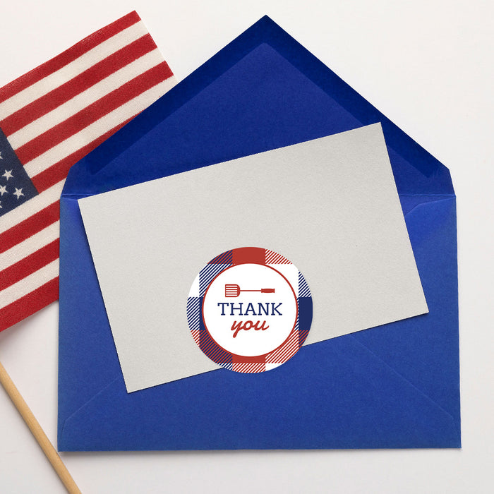 Fourth of July BBQ Invitation Patriotic Plaid Grill Party