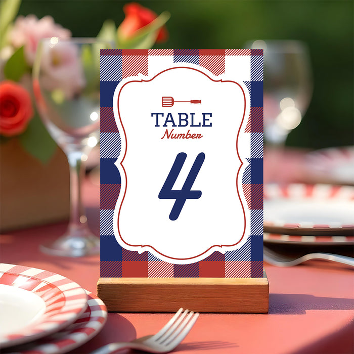 Fourth of July BBQ Invitation Patriotic Plaid Grill Party