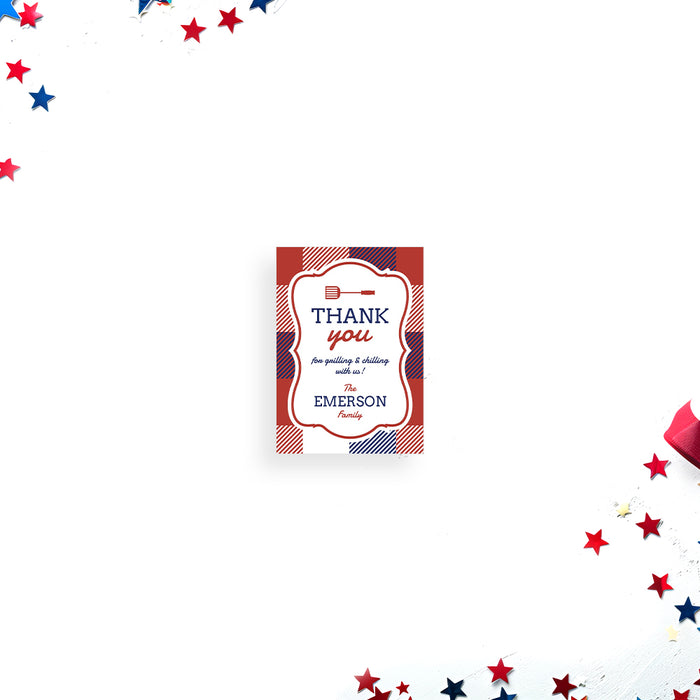 Fourth of July BBQ Invitation Patriotic Plaid Grill Party