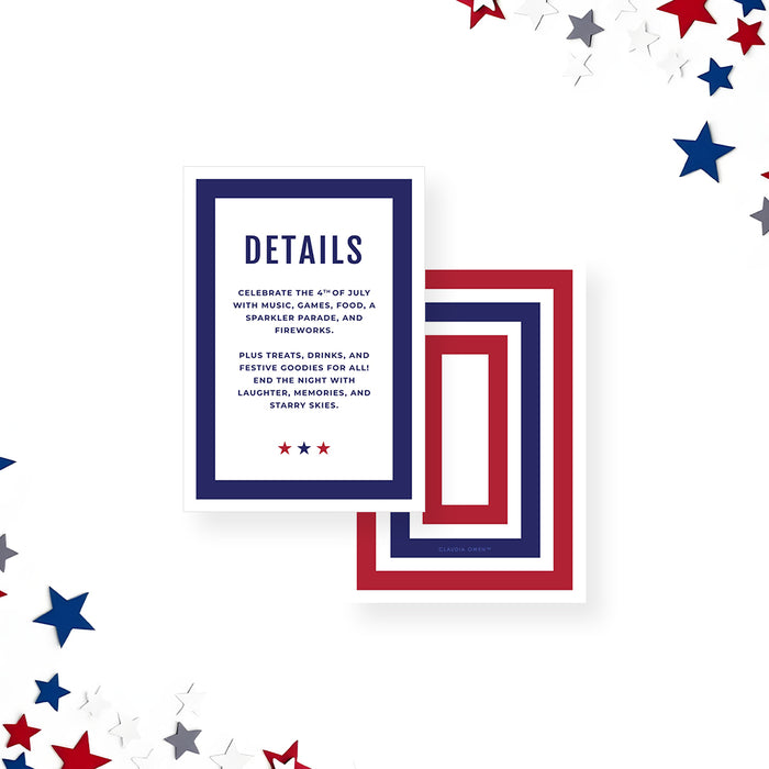 4th of July Party Invitation Patriotic USA Flag Design