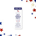 Personalized Fourth of July ticket invitation featuring an American flag and a red and blue star design