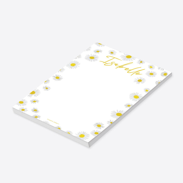 Daisy Notepad for Her, Bohemian Floral Writing Pad with Daisy Pattern, Custom Gift for Women, Personalized Stationery Pad with Daisies, Cute Spring Gift