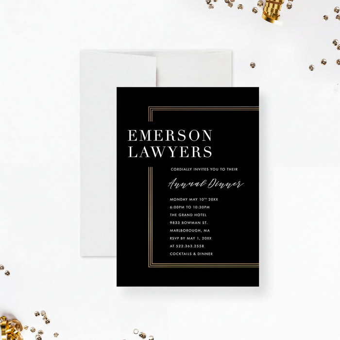 Elegant annual dinner invitation tailored for business events or formal corporate gatherings.-front