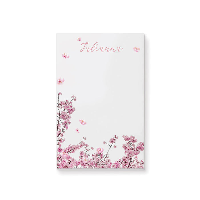 Personalized Cherry Blossom Notepad, Sakura Flower Writing Paper for Her, Pink Floral Stationery Paper, Bridal Shower Notepad