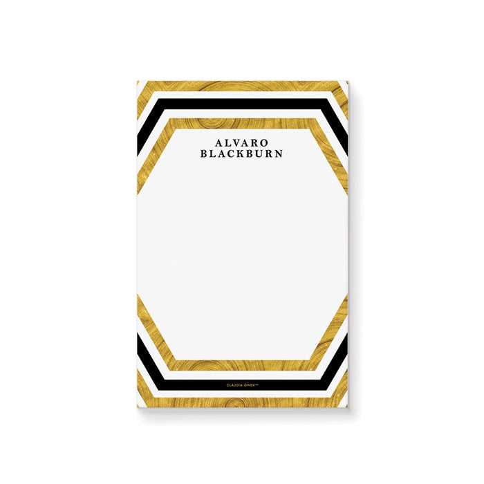 Black and Gold Notepad with Hexagon Design for Men, Personalized Gift for Him, Stationery Writing Pad for Professionals, Business Notepad for the Office, To Do List Officepad
