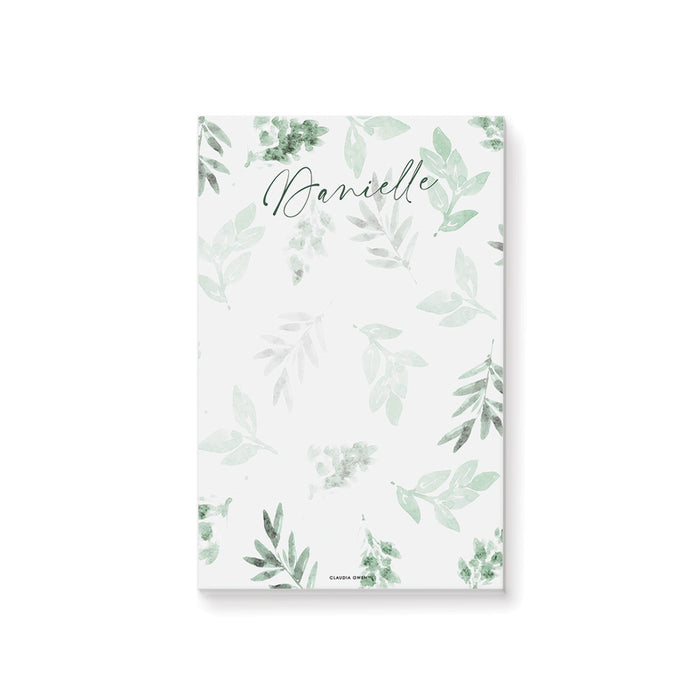 Greenery Notepad with Watercolor Leaf Design, Personalized Gift for Nature Lover, Botanical Writing Paper Pad for Women, Stationery Birthday Party Favor