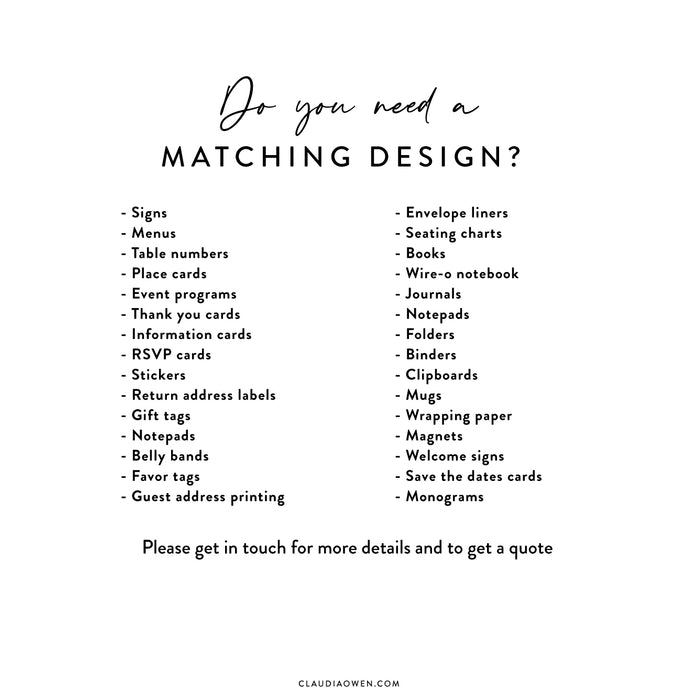 a list of things to do with a matching design