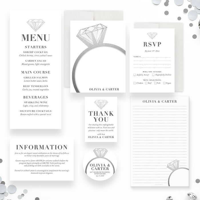 60th Wedding Anniversary Invitation Diamond Ring