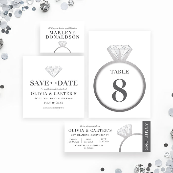 60th Wedding Anniversary Invitation Diamond Ring