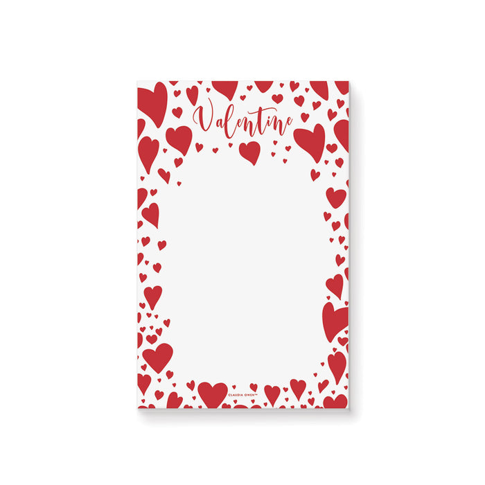 Love Notepad with Red Heart Pattern, Valentines Day Notepad, Personalized Gift for Women, Cute Stationery Writing Pad for Girls, Valentines Day Gift
