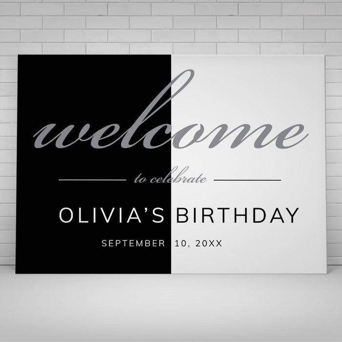Simple Party Backdrop Template.pdf Black and White Party Photo Backdrop Editable Template, Printable 5ft