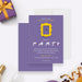 90s sitcom birthday party invitation with purple door frame, playful party wording, and personalized birthday details-front-back