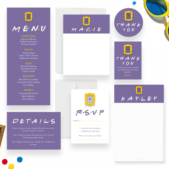 90s Sitcom Birthday Party Invitation Purple Door