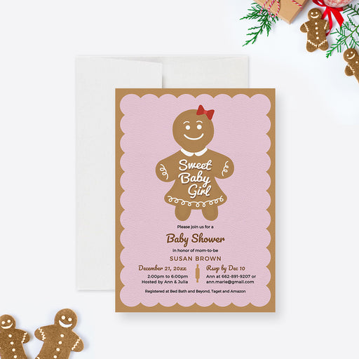 a ginger baby shower is shown with ginger cookies
