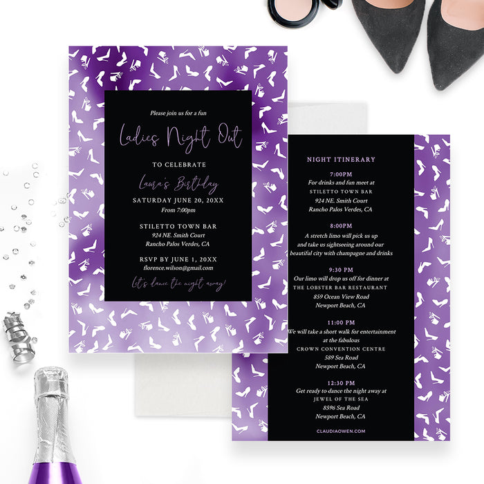 Ladies Night Out Party Invitation Template, Bachelorette Digital Downl
