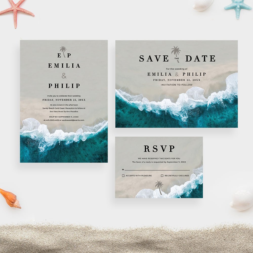 Digital Beach Party Invitations