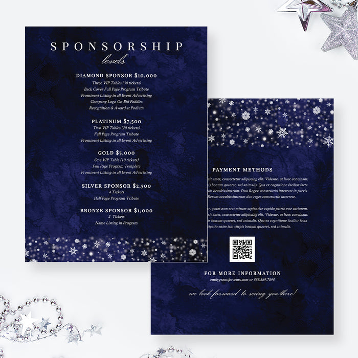 Winter Wonderland Gala Party Invitation Template, Sponsorship Form Digital Download, Event Program Template Bundle