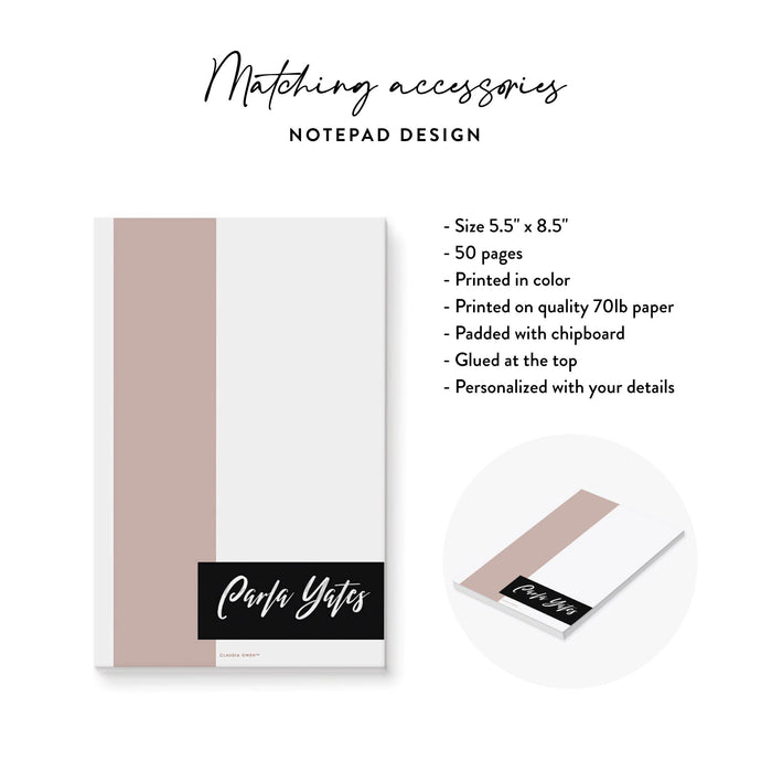 Personalized Blush Pink and Black Notepad