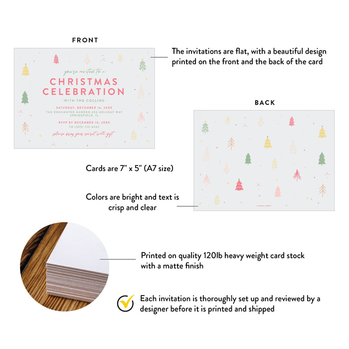 Personalized Christmas Party Invitation Holiday Celebration Card