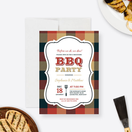 a bbq party invitation card with bbq party written on it
