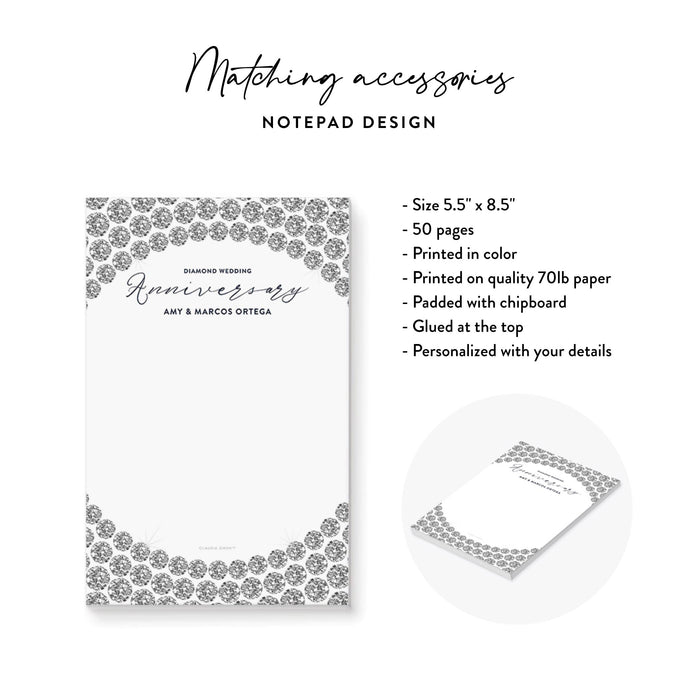 Diamond Wedding Anniversary Personalized Notepad