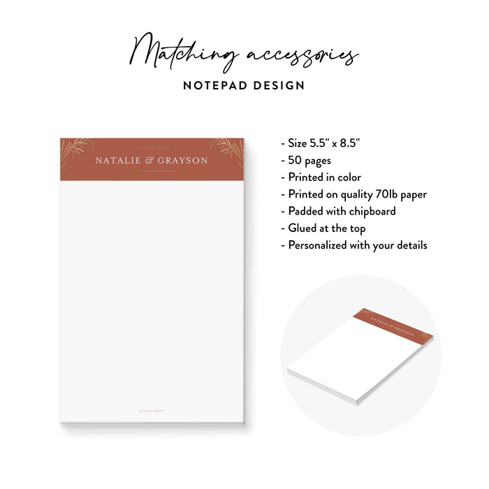 Terracotta Wedding Invitation Rustic Boho Gold Foliage