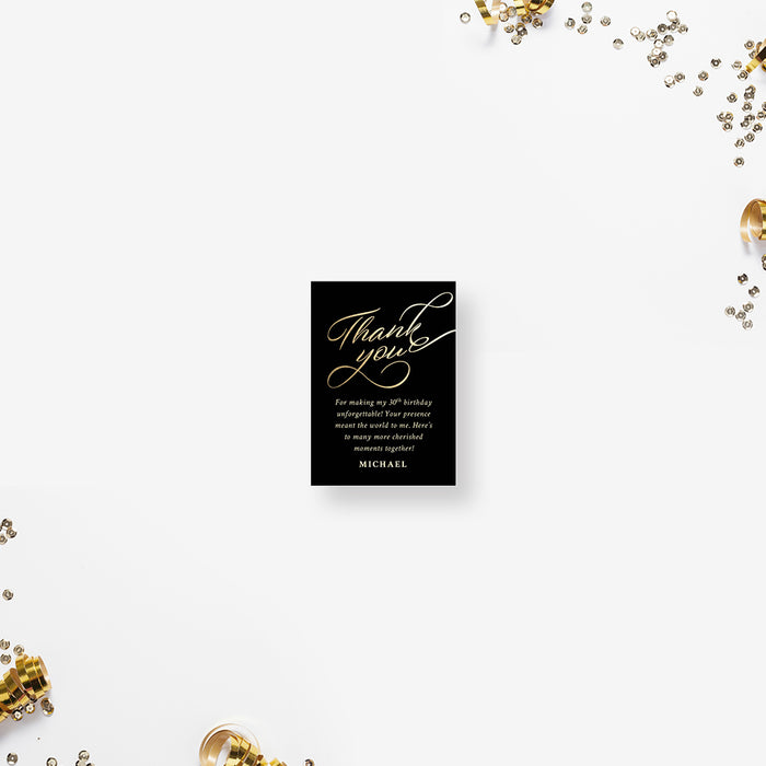 Elegant Black and Gold 30th Birthday Invitation Card, Thirty Birthday Invites, 40th 50th 60th Birthday Dinner Invitations