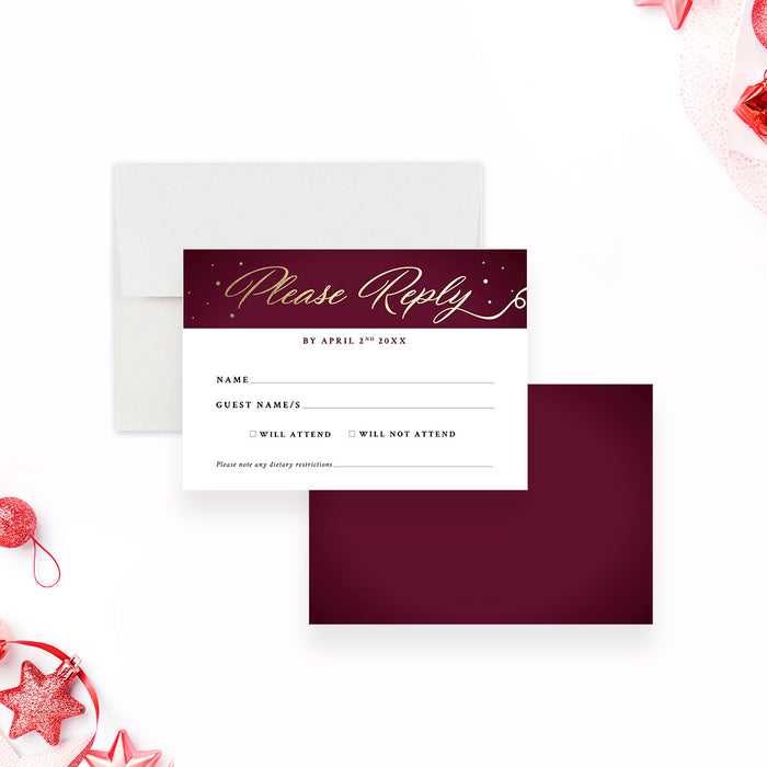 Burgundy and Gold Invitation Card for Banquet Party, Elegant Invitations for Sports Banquet Celebration, Professional Business Invites Card