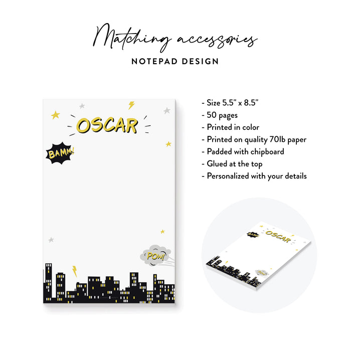 Superhero Kids Personalized Notepad Comic Book Style Stationery