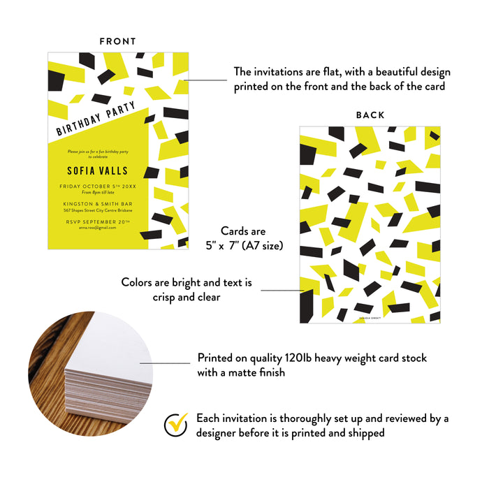 Modern Adult Birthday Party Invitation Bold Confetti Design