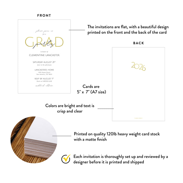 Elegant Graduation Party Invitation Modern Grad Celebration Card