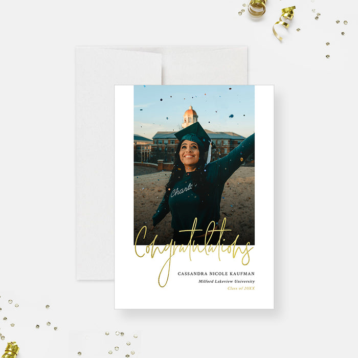 Congratulations Card Template with Photo, High School Grad Digital Dow Congratulations Card Template with Photo, High School Grad Digital Dow