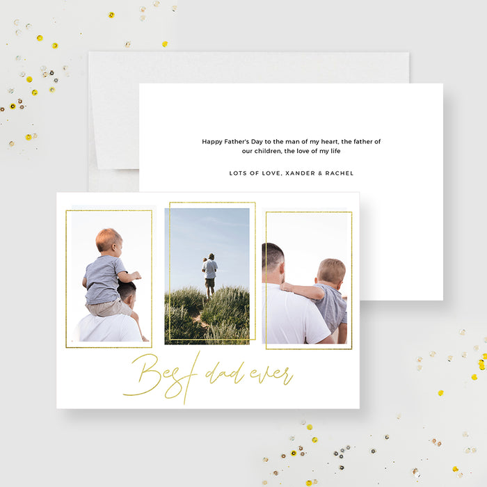 Fathers Day Greeting Card Digital Download, Print At Home Template Card For Dad, Best Dad Ever Downloadable Custom Photo Greeting