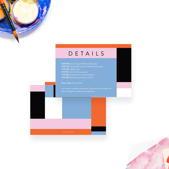 New Artist Exhibition Invitation Cards with Color Block Design, Art Gallery Opening Invites, Art Show Party Invitations