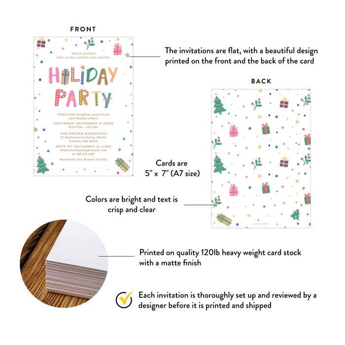Colorful Holiday Party Invitation Whimsical Christmas