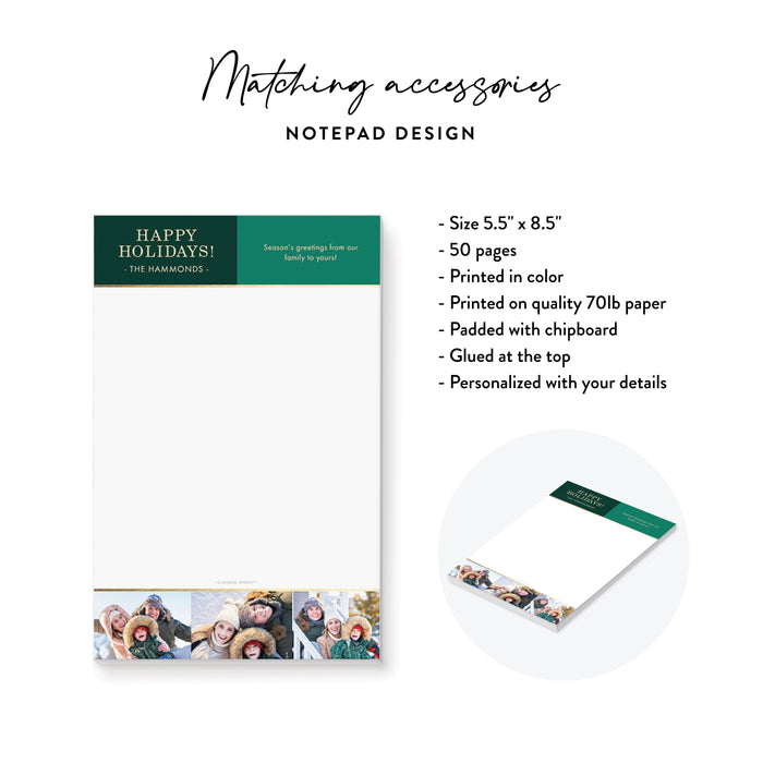 2025 Holiday Party Invitation Green and Gold Christmas Card