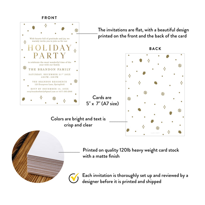 Holiday Party Invitation Gold Christmas Celebration