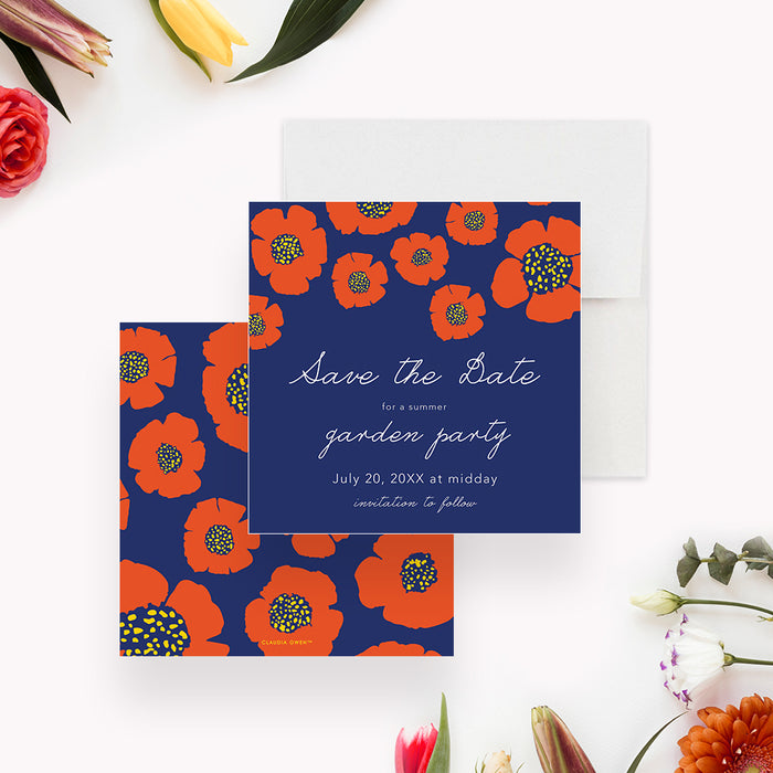 Floral Save the Date Card for Summer Garden Party for Women, Garden Birthday Save the Dates, Garden Flowers Rehearsal Dinner Save the Date