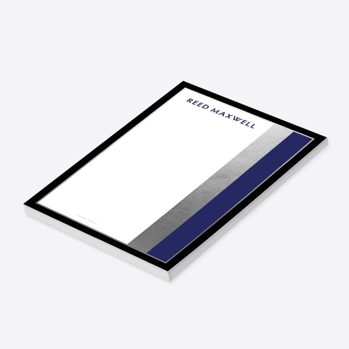 Black Blue and Silver Notepad, Personalized Notepad for the Office, Elegant Stationery Officepad, Professional Writing Paper
