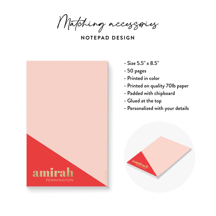 Personalized Coral and Pink Notepad