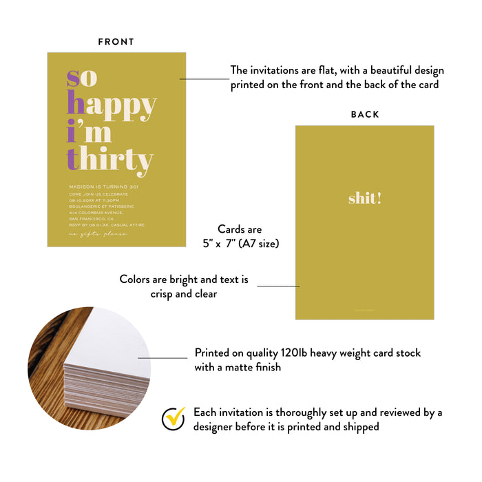 Funny 30th Birthday Party Invitation for Adults