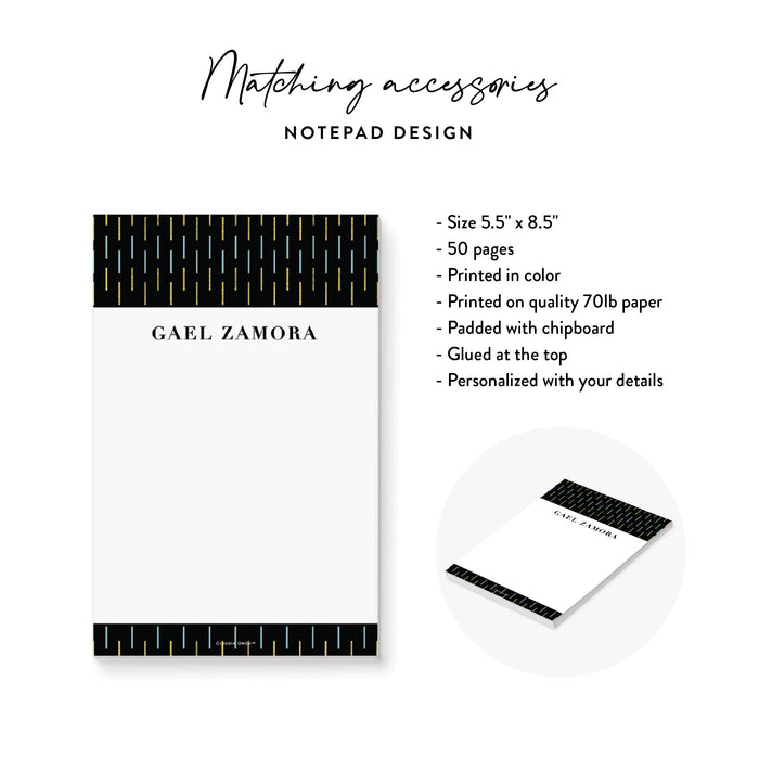 Personalized Black and Gold Geometric Notepad