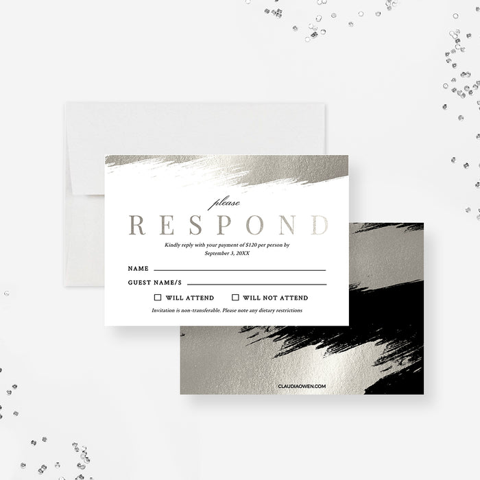 Black and Silver Digital RSVP Card Template for Elegant Annual Charity Gala Event