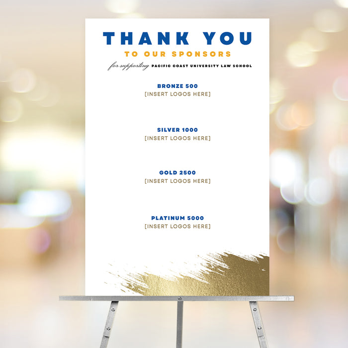 Sponsorship Thank You Poster Digital Download, Elegant Formal Gala Sponsorship Poster Template Set in Blue and Gold