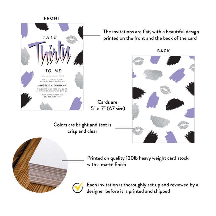 Talk Thirty to Me 30th Birthday Party Invitation for Women